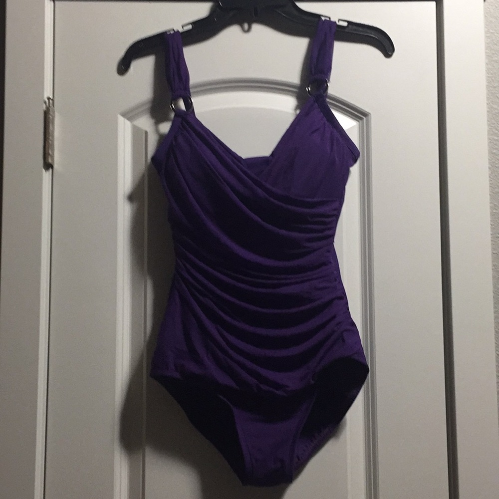 Dana Buchanan brand purple one piece swimsuit